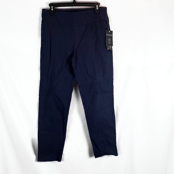 NWT Zac & Rachel Women's Slim Leg Short Dress Pants Size 10 Blue Pull On - Picture 1 of 7